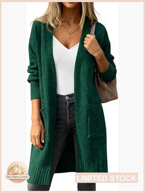 Oversized Chunky Knit Cardigan Long Sleeve Open Front Winter Sweater Cozy